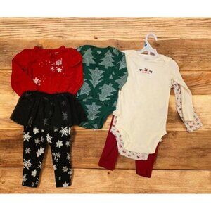 Baby Girl 24 Month Outfits Bodysuits Matching‎ Christmas Holiday Snowflakes Tutu